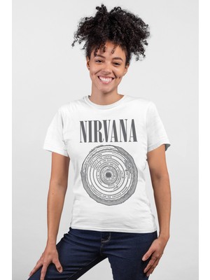 Rock&Roll Daire Daire Nirvana Beyaz Kadın Tişört