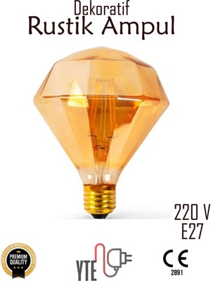 YTE Vintage Filament Rustik E27 220V 2200K Prizmatik Edison Ampul 4W FL95