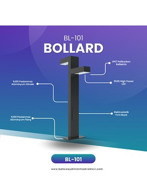 Özel Reflektörlü Bollard Aydınlatma Antrasit BL101