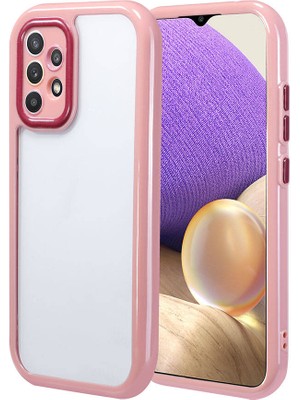 noktaks - Samsung Galaxy A32 4G - Kılıf Kamera Korumalı Renkli Kenar ve Çerçeve Tasarımlı Vitamin Kapak - Mürdüm - T32433