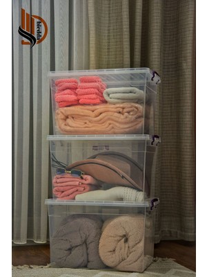 Biedda Plastik Kilitli Kapaklı Yatay Saklama ve Erzak Kutusu 30 Litre Plastik Kilitli Kapaklı