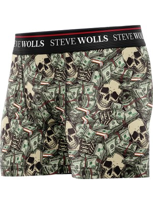 Steve Wolls Erkek Dolarlı Kurukafa Desenli Tekli Dijital Baskı Boxer - 1040