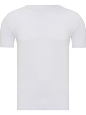 Erkek Beyaz 2’li Yuvarlak Yaka Bambu T-Shirt - 33501