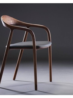 Gazzini Furniture Zodiac Siyah Teddy Kumaş Exclusive Ceviz Ahşap Sandalye