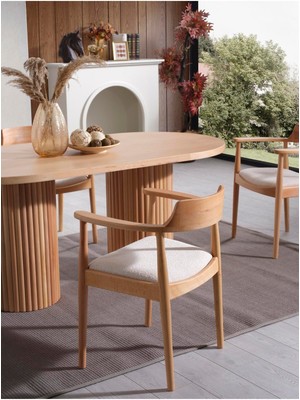 Gazzini Furniture Lines Krem Iskandinav Natural Ahşap Bohem Sandalye