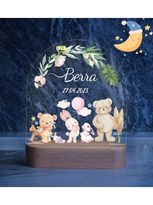 Vera Kids Ahşap Gece Lambası Kız Çocuk Için Çocuk Odası Gece Lambası