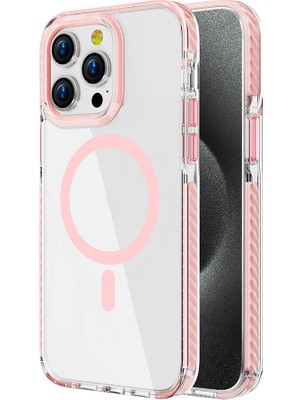 ekılıf - Apple iPhone 14 Pro - Kılıf Magsafe Şarj Özellikli Airbagli Takılabilir Askı Aparatlı Nana Kapak - Pembe - T32240