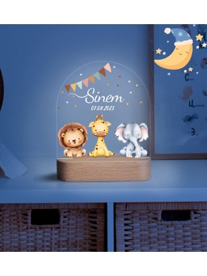 Vera Kids Özel   Ahşap Gece Lambası ,Yeni Doğan  Çocuk Odası Gece Lambası