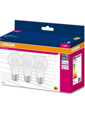 Osram LED Ampul 1521 Lümen 13W E-27 6500K Beyaz 3 Lü Paket