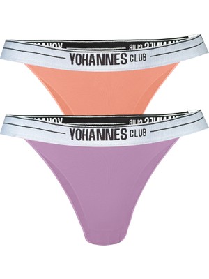 Yohannes Club Yohannesclub, Kadın, Lastik Bantlı Brazilian Külot,  2'li, Somon, Lila