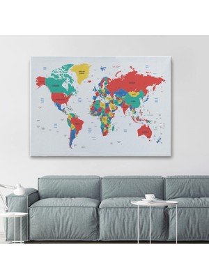 Narnuga Teknoo- Dünya Haritası Dekoratif Kanvas Tablo 1081