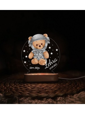 Vera Kids Yeni Doğan ,Hoş Geldin Bebek Ayıcık Gece Lambası, Teddy Bear Kişiye Özel , Çocuk Odası Ayı Teddy Led Lamba Aydınlatması,Kişiye Özel 3 Boyutlu