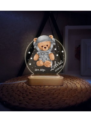 Vera Kids Yeni Doğan ,Hoş Geldin Bebek Ayıcık Gece Lambası, Teddy Bear Kişiye Özel , Çocuk Odası Ayı Teddy Led Lamba Aydınlatması,Kişiye Özel 3 Boyutlu