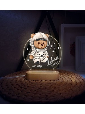 Vera Kids Yeni Doğan ,Hoş Geldin Bebek Ayıcık Gece Lambası, Teddy Bear Kişiye Özel , Çocuk Odası Ayı Teddy Led Lamba Aydınlatması,Kişiye Özel 3 Boyutlu