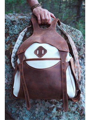 Ancient Leather Craft Sırt Çantası  & Kanvas Kumaş  Çanta Outdoor Kamp Dağcılık Avcılık Günlük Spor Çanta