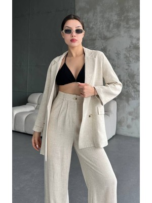 Yeni Sezon Keten Blazer Ceket Pantolon Takım