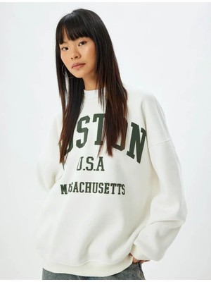 Koton Kadın Sweatshirt Ekru 5WAL10170IK