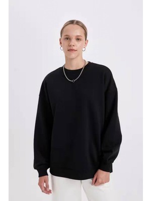 Defacto Kadın Sweatshirt Siyah Y1346AZ/BK81