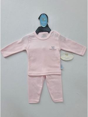 Bebek 3'lü Yumuşacık Pamuklu Çizgili Desenli Pijama Setleri Pembe