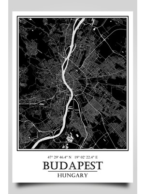 Hari Tasarım Budapeşte Şehir Haritası Çerçevesiz Poster-Harita Sanatı,