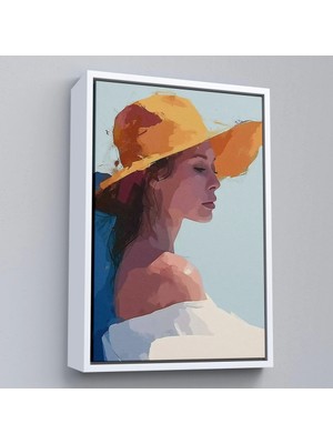 Narnuga Teknoo- Çerçeveli Sarı Şapkalı Soyut Kadın Tablo-7639