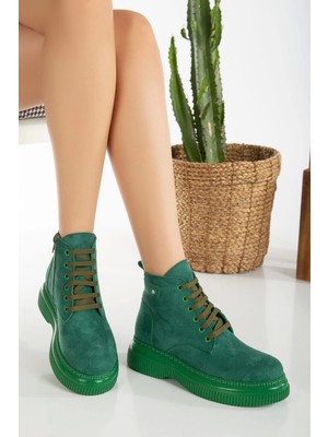 Kazax Jiwa Yeşil Süet Bağcıklı Bot