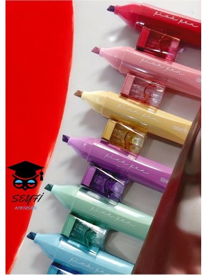 6 Adet Pastel Renk Şık Tasarım Fosforlu Kalem Vakumlu Kapak Kaliteli Mürekkep