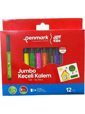 Penmark HS-706-12 Süper Yıkanabilir Jumbo Keçeli Kalem 12 Li Set