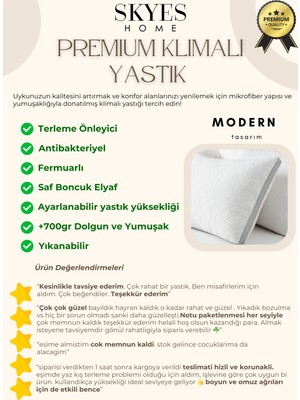 Skyes Home Klimalı Yastık Saf Boncuk Silikon Elyaf Terletmez Fermuarlı Yıkanabilir