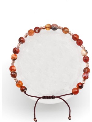 Alibaba Doğaltaş Akik Doğal Taş Makrome Örme Bileklik Küre Kesim