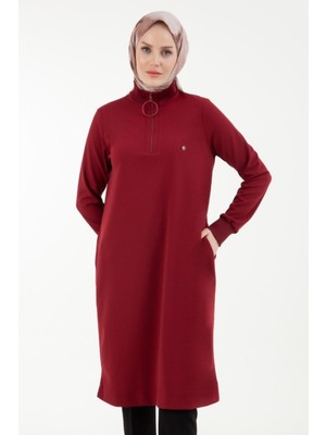 Armine Trend Halkalı Örme Kumaş Tunik Bordo 24KT436