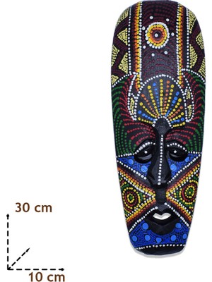 Hedicaret Ahşap Aborjin Mask 30 Cm Duvar Dekoru Maske