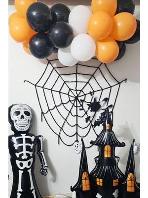 Pekshop Halloween Parti Balon Süsleme Seti Örümcek Ağı ve Örümcekli Cadılar Bayramı Süsleme Seti