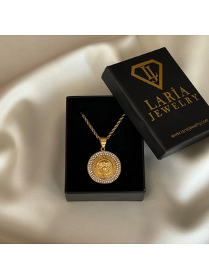 Laria Jewelry Altın Kaplama Taşlı Medusa Kolye