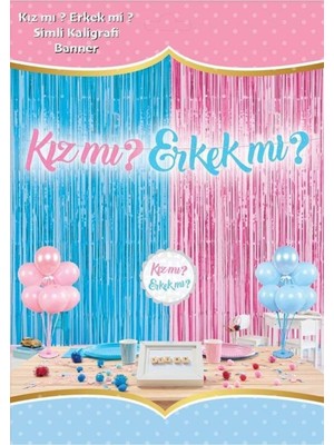 Cinsiyet Partisi Simli Kaligrafi Banner Yazı