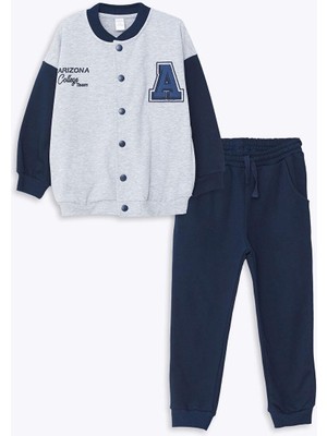 Baskılı Erkek Bebek Kolej Ceket ve Eşofman Alt 2'li Takım