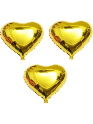 Bal10 Dünyası Kalp Folyo Balon 3 Adet Gold