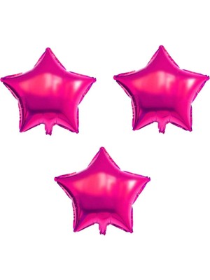 Bal10 Dünyası Yıldız Folyo Balon 3 Adet Fuşya