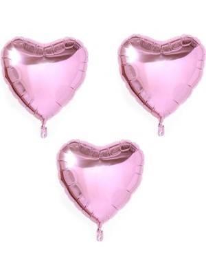 Bal10 Dünyası Kalp Folyo Balon 3 Adet Pembe