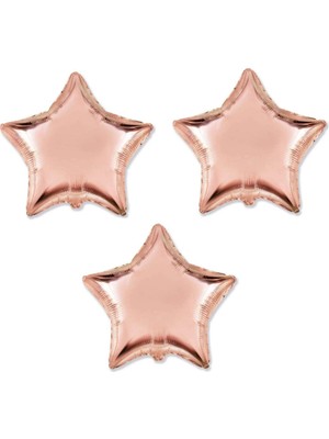 Bal10 Dünyası Yıldız Folyo Balon 3 Adet Rose Gold