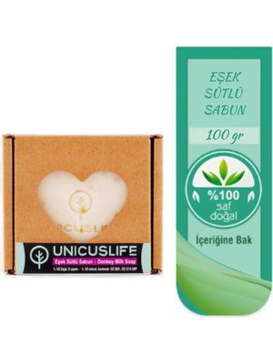 Unicuslife % 100 Saf Doğal Eşek Sütlü Sabun, Katkısız, Soğuk Işlem, El Yapımı (Içeriğinebak) 100 gr