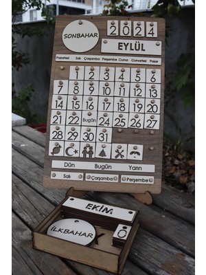 Doğal Ahşap Montessori Takvim: Mevsimler ve Günler Yolculuğu"-Gediz Rengi
