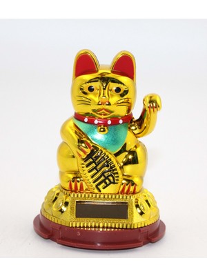 Miamantra Feng Shui El Sallayan Bereket ve Şans Kedisi - Güneş Enerjili- Maneki Neko - 9  cm