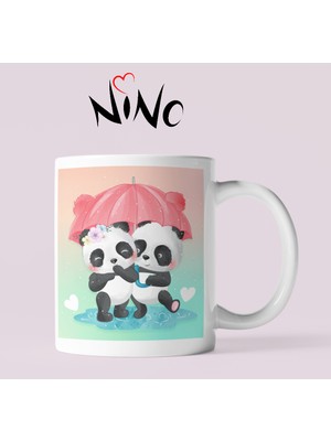 Nino Store Panda Love Aşk Temalı Hediyelik Baskılı Kupa Bardak