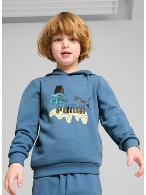 Puma Desenli Erkek Mavi Sweatshırt 62737824-PUMA x Trolls Hoodie