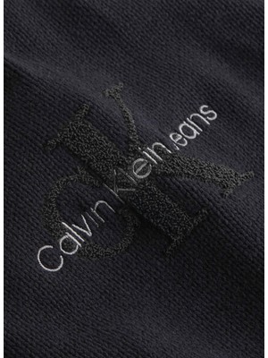 Calvin Klein Jeans Yarım Balıkçı Yaka Regular Fit Nakışlı Siyah Erkek Kazak J30J326887BEH Chenılle Monologo