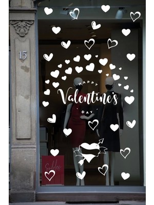 Narnuga Happy valentine's day sevgililer günü sticker kalp, love, ı love you cam, duvar sticker etiket seti