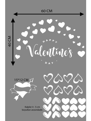 Narnuga Happy valentine's day sevgililer günü sticker kalp, love, ı love you cam, duvar sticker etiket seti