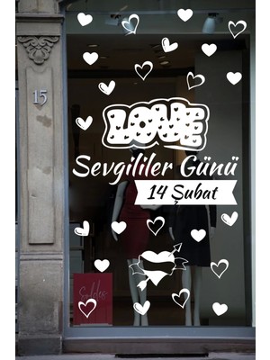 Narnuga Happy Valentine's Day Sevgililer Günü Sticker Kalp, Love, I Love You Cam, Duvar Sticker Etiket Seti