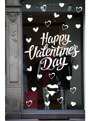 Narnuga Happy valentine's day sevgililer günü sticker kalp, love, ı love you cam, duvar sticker etiket seti